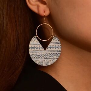 Boho geometric pattern hook drop earrings concert